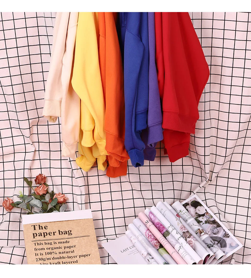 Autumn Winter Womens Solid Hoodie Fashion Warm Fleece Sweatshirt Soft Breathable O-Neck Pullover Casual Oversize Female Clothes