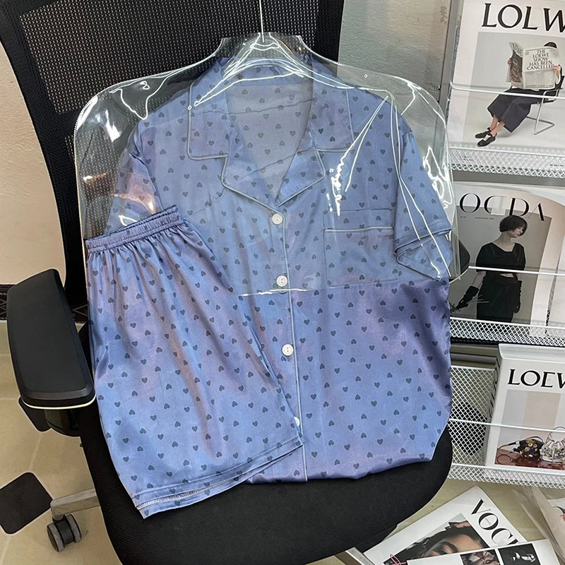 Ins Style Elegant Colorful Butterflies Women's Pajamas Trendy Fashion Design Summer Short Housewear 2024 New Y2k Ladies Homewear