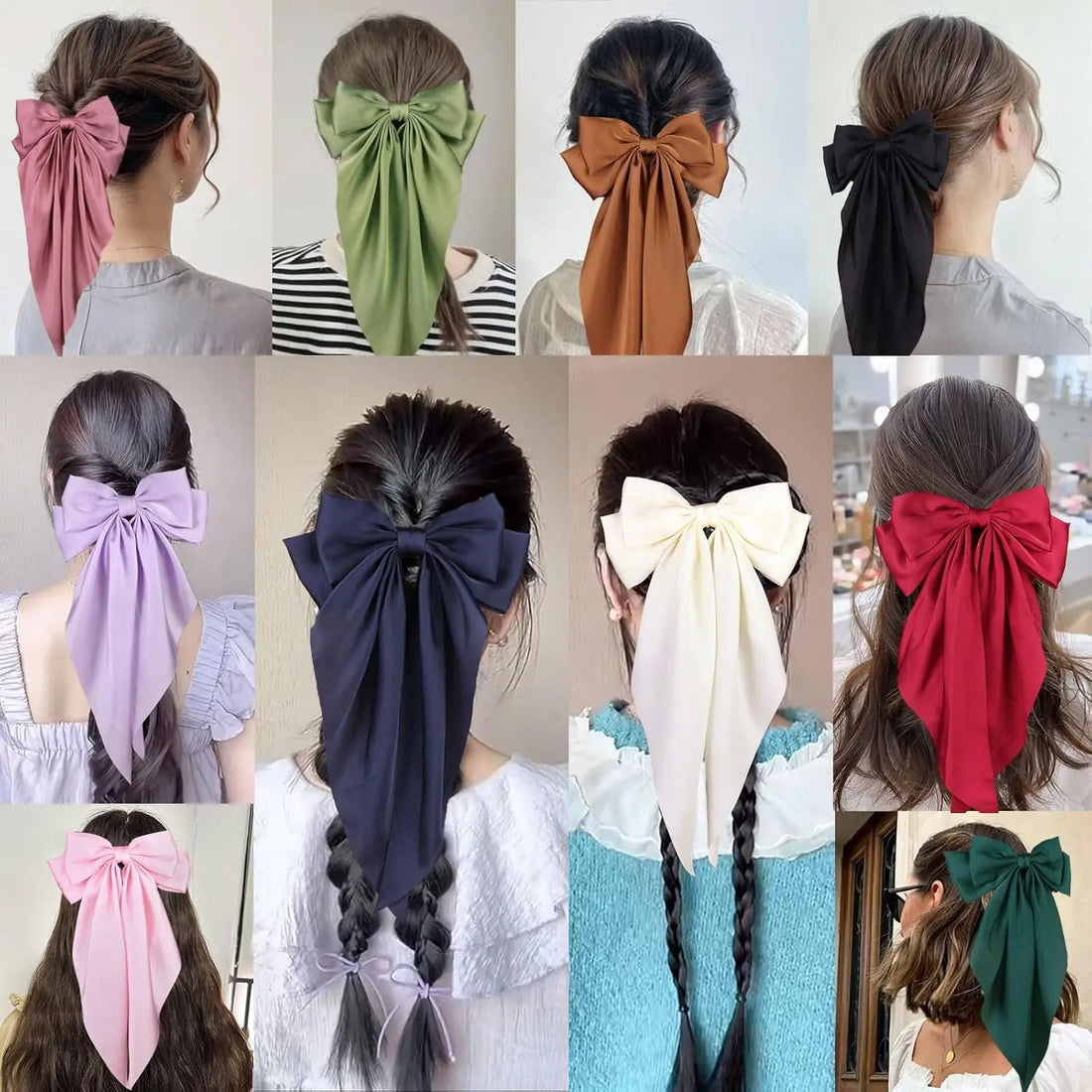 2/3/4/6/12pcs/set Silky Satin Oversized Bowknot Ribbon Hair Clip For Women Barrettes Metal Clips Aesthetic Hair Accessories