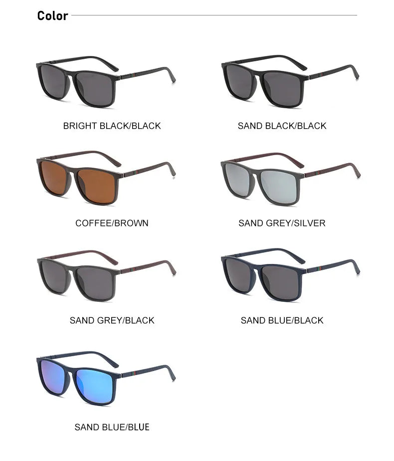 Outdoor Driving Sunglasses Popular Square Large Frame Sun Glasses Classic Polarized Glasses Men Women Fishing Glasses