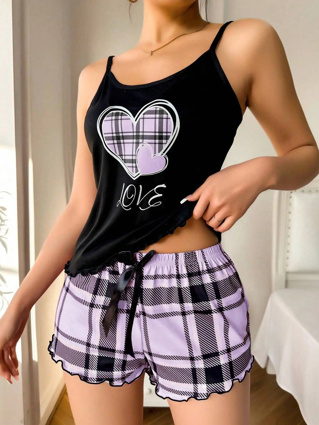 Summer Fashion Sweet Women's Halter Shorts Thin Pajamas Milk Silk Print Floral Two-piece Home Wear Pijamas Women