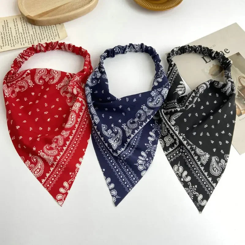 Floral Print Hair Scarf Bohemia Bandana Elastic Hair Band Triangle Scarf Kerchief Women Girl Hair Accessories Headscarf