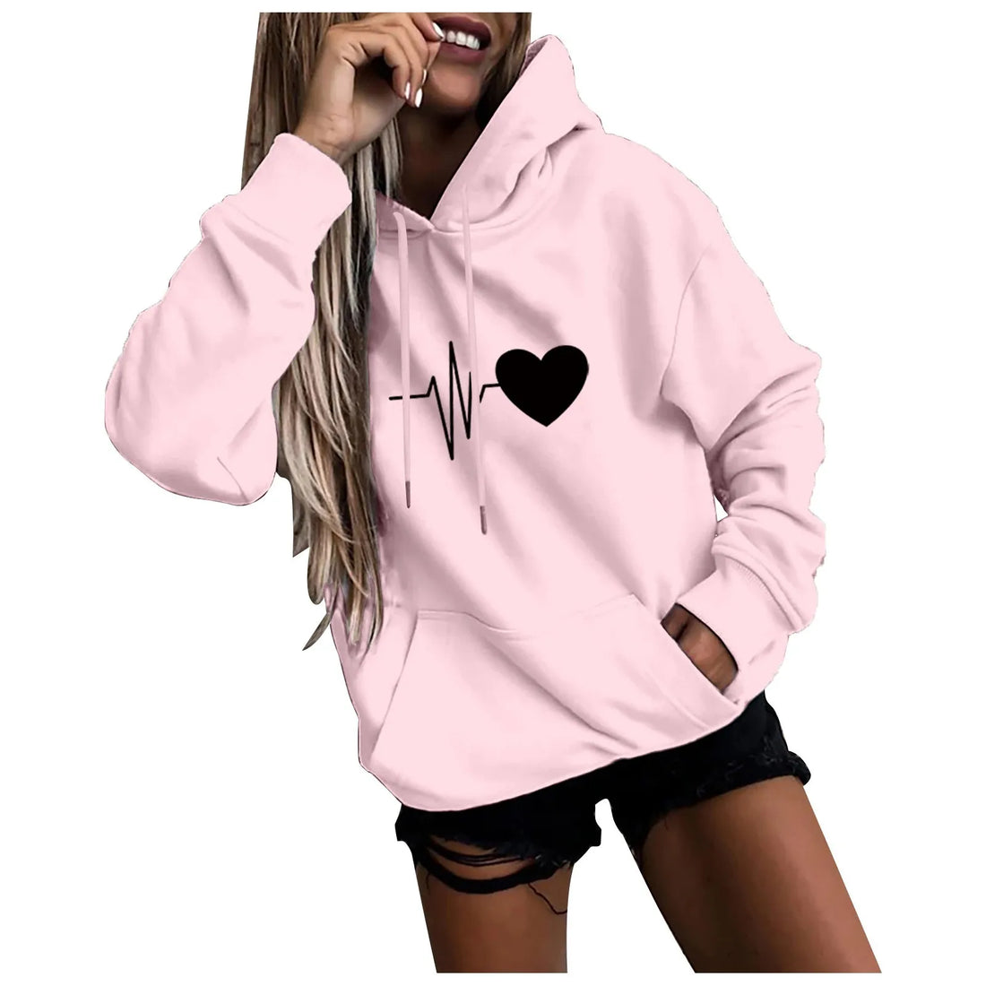 Women's Hoodies Tops Long Sleeve Sports blouse Spring Fashion fun Print Sweatshirts Solid Casual Loose Hooded Sweatshirt