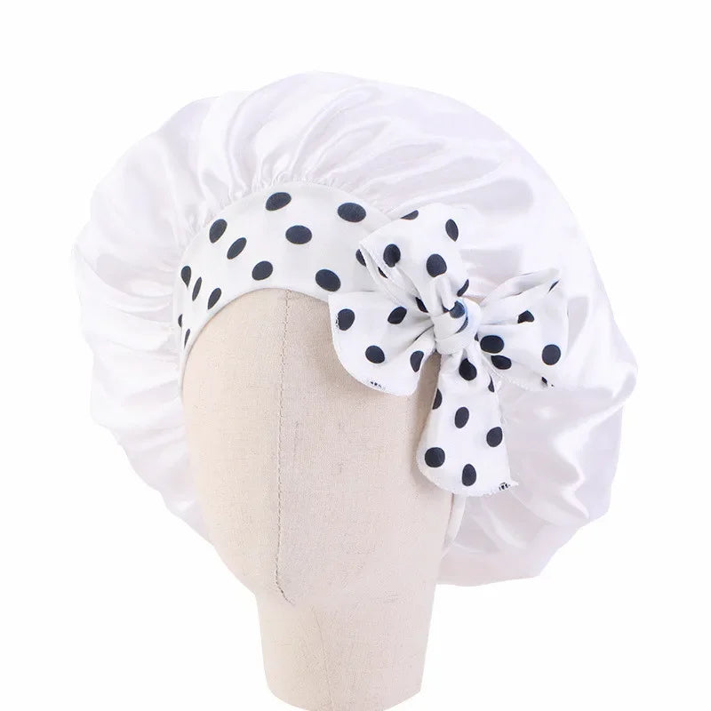 Baby Kids Satin Wide Band Sleeping Hat Night Cap Hair Care Beanie Turban Bonnet Children Girls Head wrap Scarf Bandana Headwear