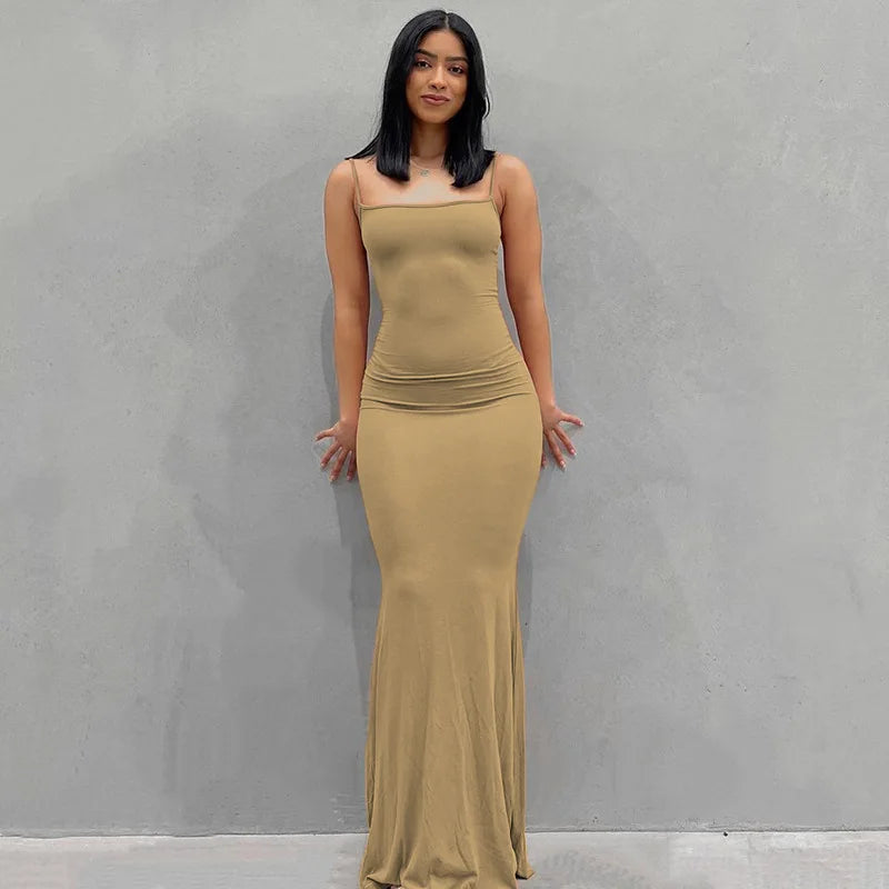 Dresses 2025 Woman Fashion New Summer Solid Colour Sexy Slim Camisole Skirts