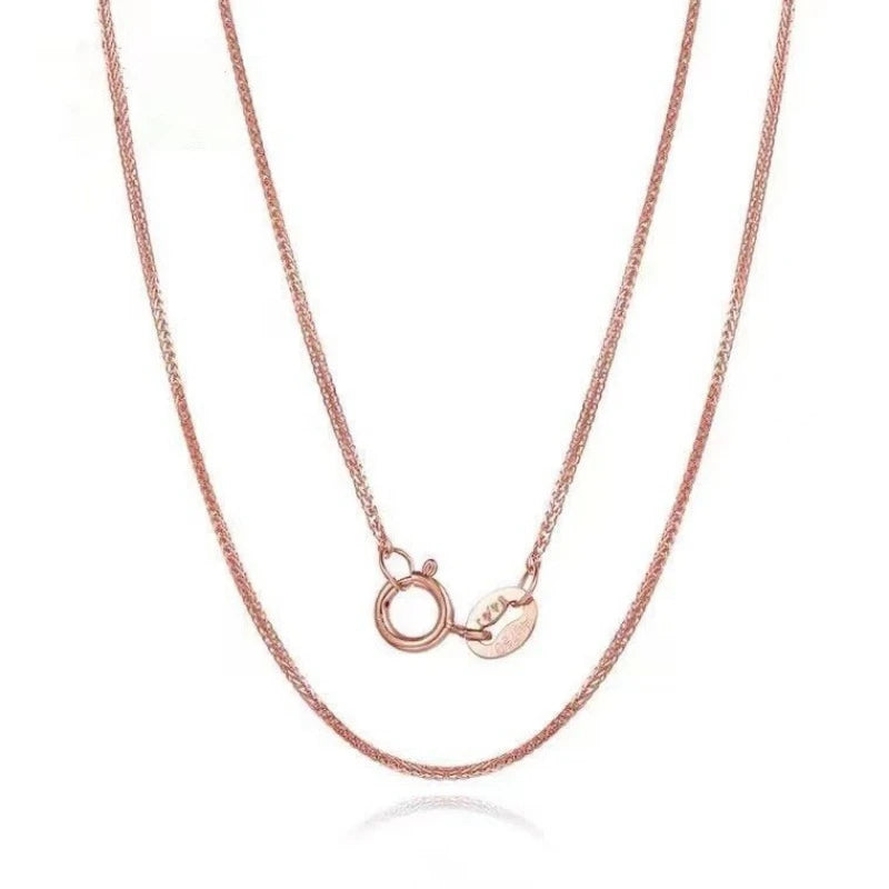 Real 18K Gold Women's Necklace AU750 Chopin Chain Choker Festival Great Gift New Fashion Simple Style Fine Jewelry