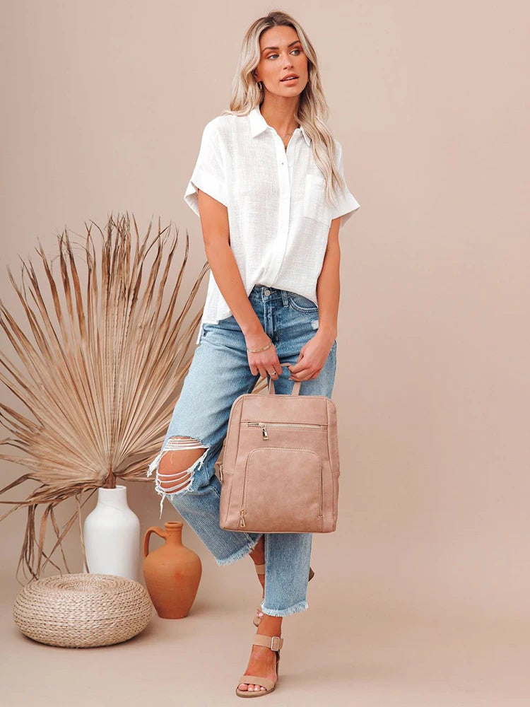 Casual Solid Short Sleeve Cotton Linen Loose Blouse Vintage Harajuku Oversized Shirt Elegant Tunic Summer Tops Women 2022