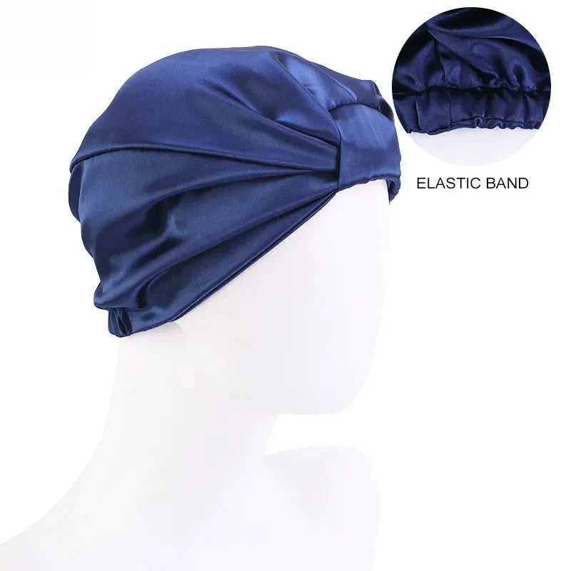 Double Layer Satin Sleep Bonnet for Women Adjustable Hair Protector for Curly/Natural Hair Chemo Cap Nursing Night Cap Wide Band