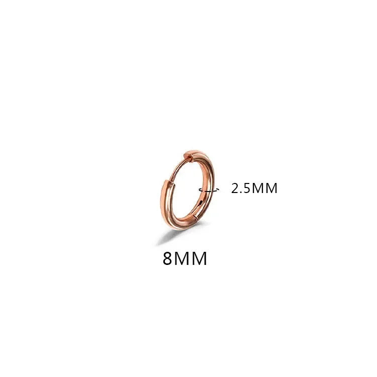 LATS 2024 New Simple Stainless Steel Small Hoop Earrings for Women Men 8mm To 20mm Round Cartilage Ear Piercing Fashion Jewelry