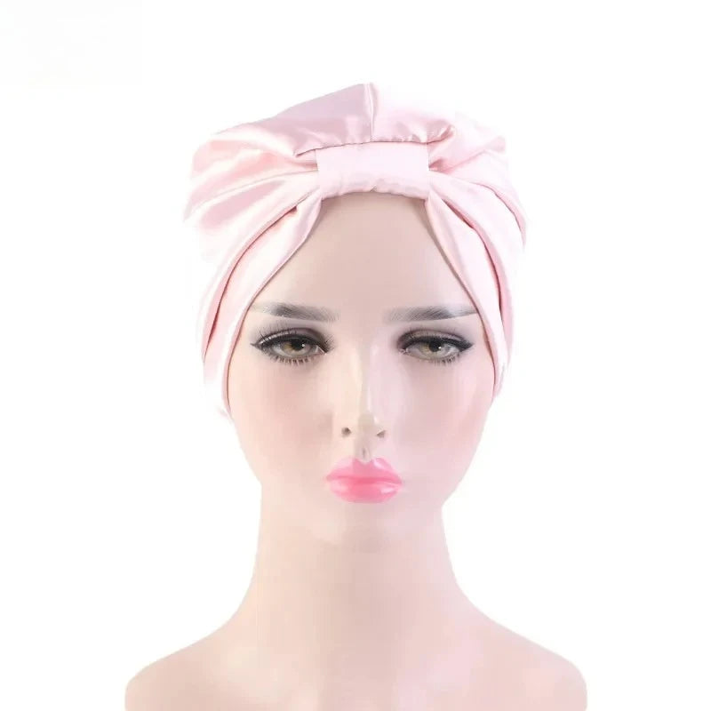 Double Layer Satin Sleep Bonnet for Women Adjustable Hair Protector for Curly/Natural Hair Chemo Cap Nursing Night Cap Wide Band