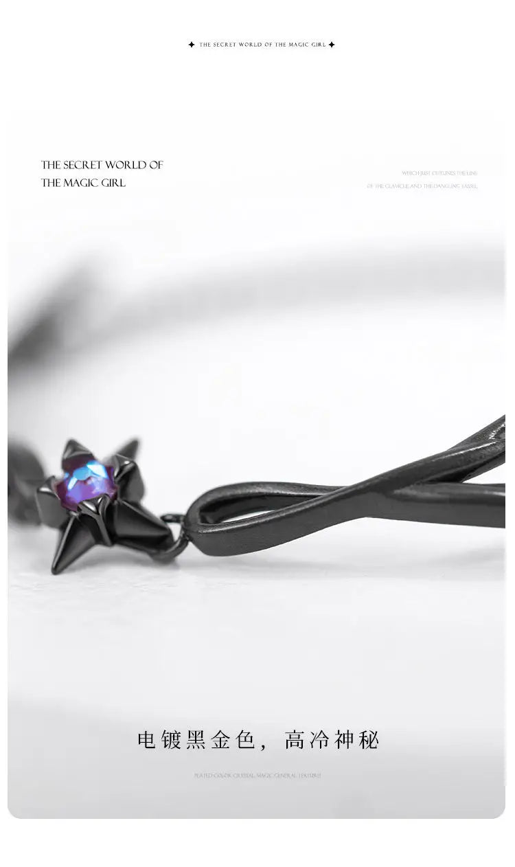 Delicate Shiny Zircon Star Bracelet for Women Simple Gothic Dark Angel Wings Trend Jewelry Girls Gift