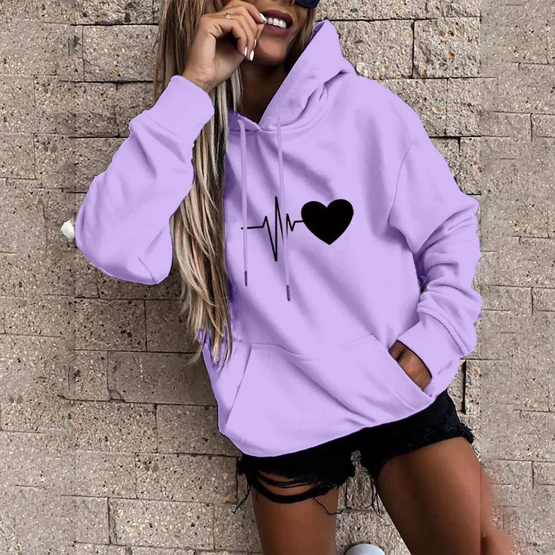 Women's Hoodies Tops Long Sleeve Sports blouse Spring Fashion fun Print Sweatshirts Solid Casual Loose Hooded Sweatshirt