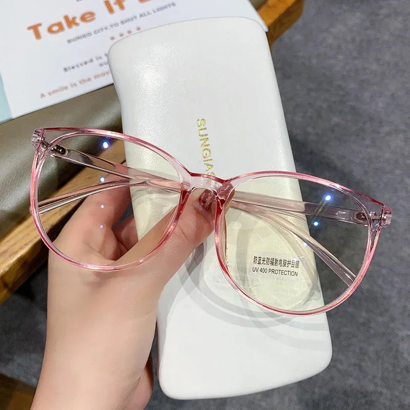 Ultra Light Anti Blue Light Near Sight Glasses New Trendy Large Frame Myopia Glasses Clear Lens Oversized Short Sight Glasses