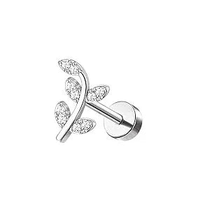 Bobisty 1pc 16G Cartilage Stud Earrings for Women Stainless Steel Small Opal Earring Studs Lip Bar Nose Ear Piercing Jewellery