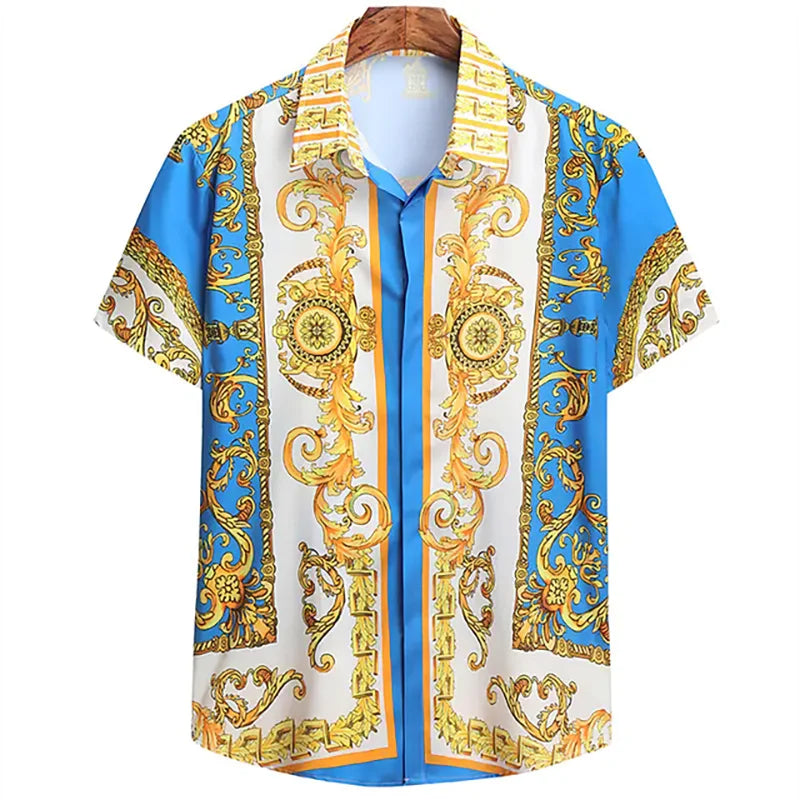 Luxury men's short sleeve button down shirt royal men's tops shirt soft silk top men's shirt 2025 hot sale royal shirt