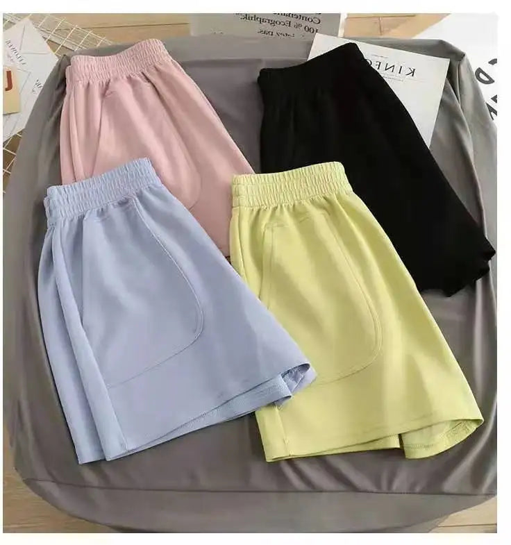 Women Simple Soft Shorts Large Size Casual Shorts Yoga Beach Pants Female Sports Shorts Wide Leg Bottoms Hot Streetwear