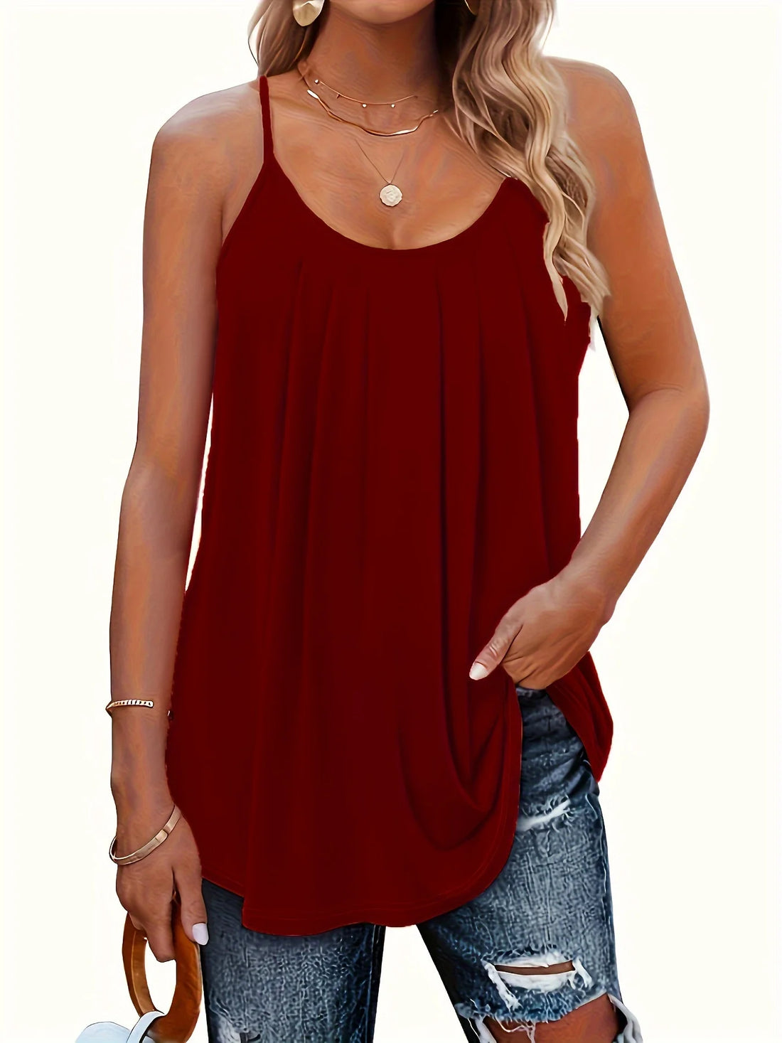 Plus Size Women's Casual Sleeveless Loose Fit Tank Top Soft Lightweight Summer Camisole