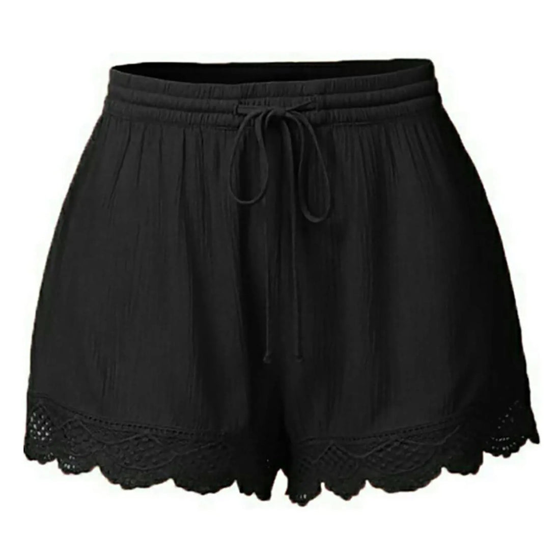 Ladies’ Casual And Versatile Solid Color Patchwork Lace Drawstring Shorts Basics Comfortable High Quality Plus Size Summer Pants