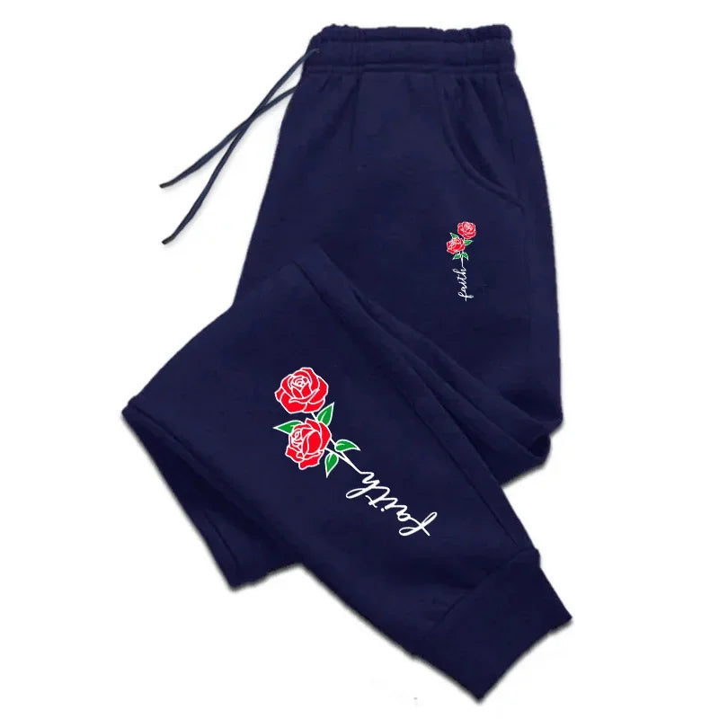 Beautiful Flowers Printing Womens Sweatpants Daily Casual Fashion Trousers Sports Jogging Sweat Mens Pants Street Hot Sale Pants