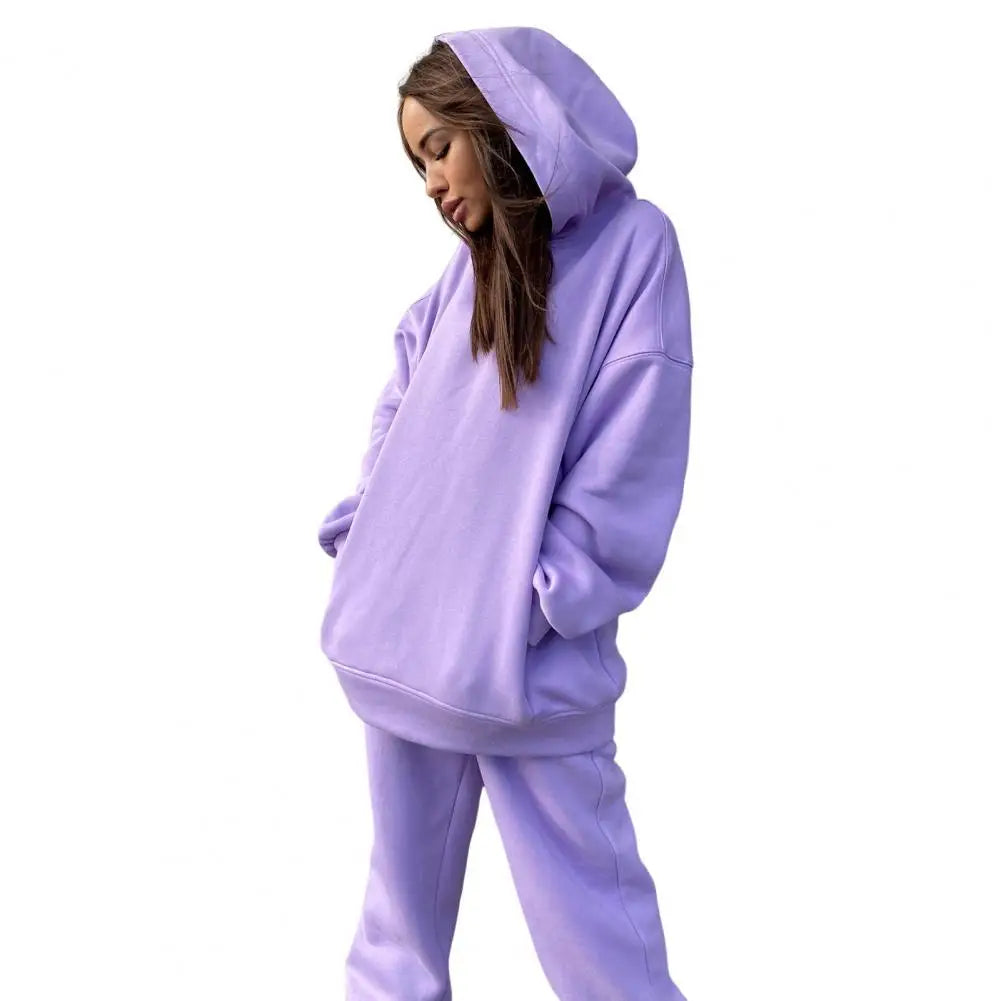 Women Two Piece Sets Tracksuit Hooded Sweatshirt Tops Sweatpants Pants Set Female Spring Autumn Long Sleeve Pullover Sports Set