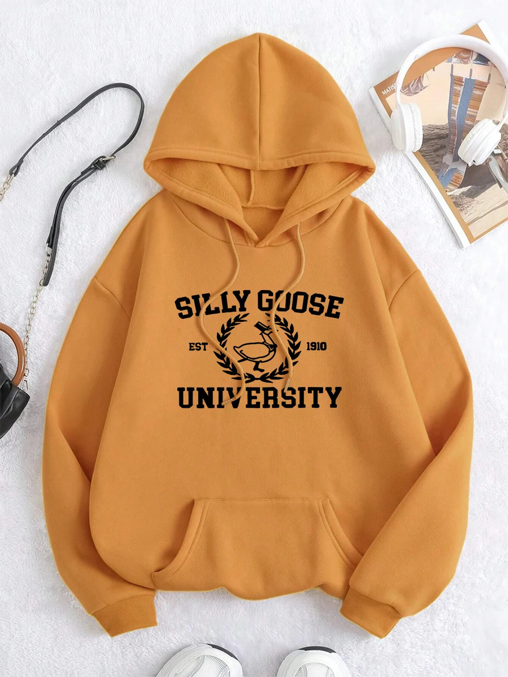 Silly Goose Est 1910 University Hoody Men Women Autumn Streetwearstreetwear O-Neck Casual Pullover Street Fleece 2024 New Hoodie