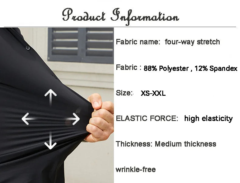100 KG Non-Iron Four-way stretch Men's Long Sleeve Shirt Silky Foreign Trade Cross-Border Amazon Euro Men's TopS Shirts