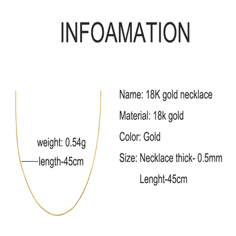 Real 18K Gold Women's Necklace AU750 Chopin Chain Choker Festival Great Gift New Fashion Simple Style Fine Jewelry