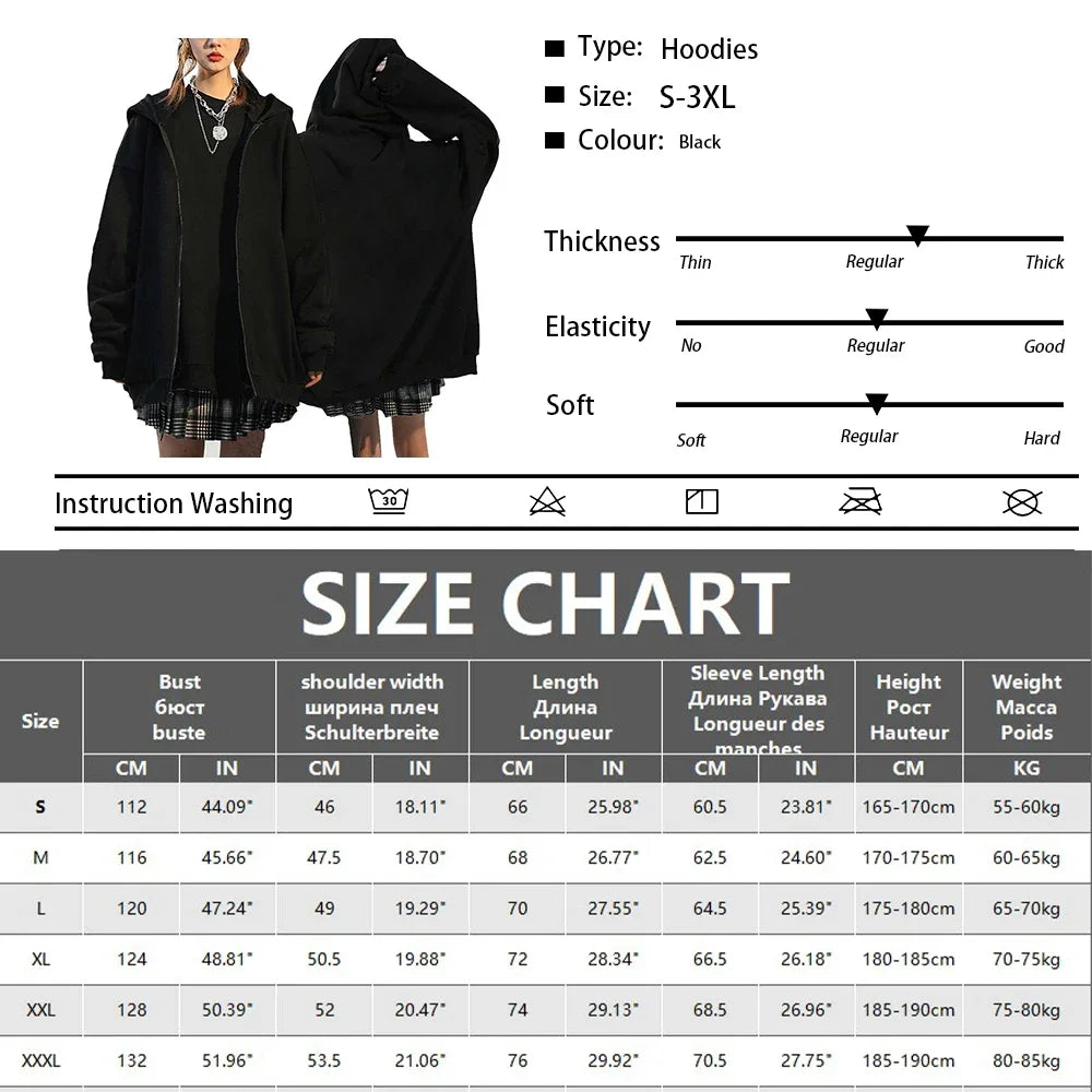 Women Vintage Butterfly Print Hoodies Autumn Winter Zip Up Long Sleeve Pocket Loose Sweatshirt Y2K Female Gothic Streetwear