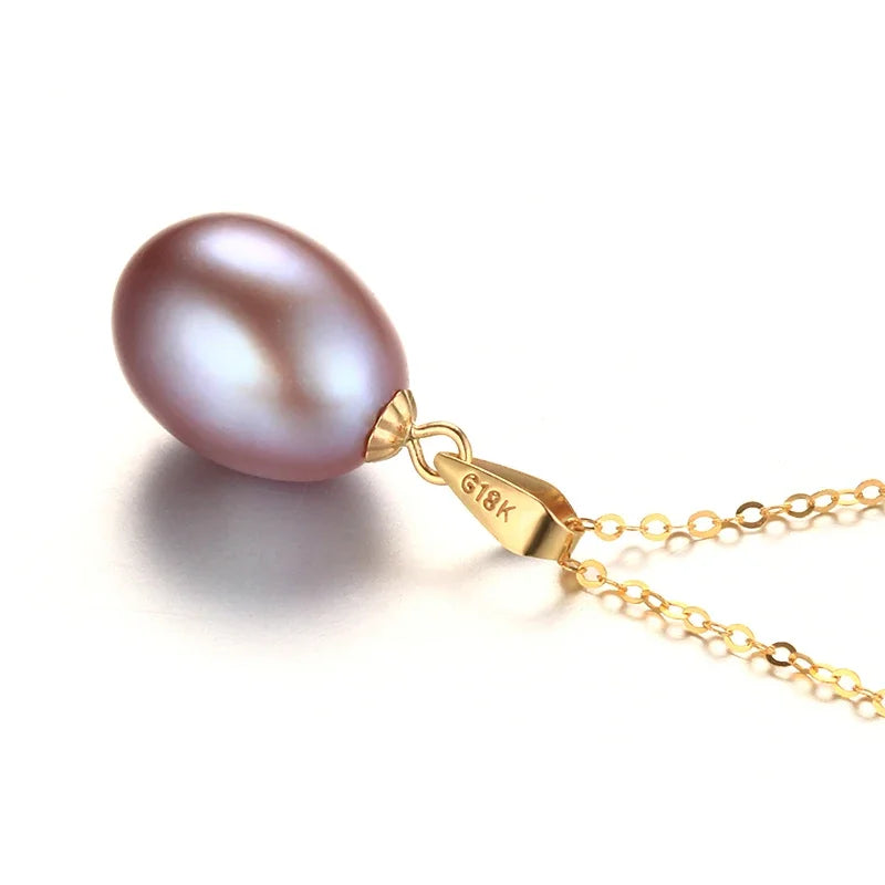 Dainashi Real Pure 18K Gold Jewelry Necklace&Pendant,Natural Freshwater Pearl Women Pendant,Fine Jewelry With Gift Box For Lover