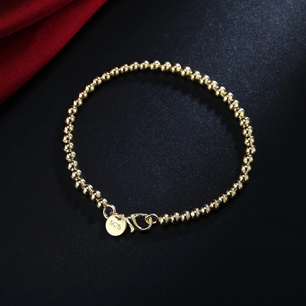 SAIYE 8 Inch 20cm 18k Gold Bracelet 4/6/8/10mm Sideways Chain Bracelet For Women Man Wedding Engagement Jewelry Gifts