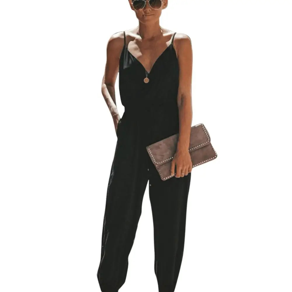 HOT SALES！！！Women Summer Sexy Backless Casual Deep-V Floral Print Strappy Jumpsuits Romper