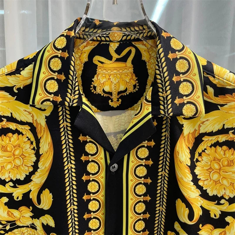 Luxury men's short sleeve button down shirt royal men's tops shirt soft silk top men's shirt 2025 hot sale royal shirt