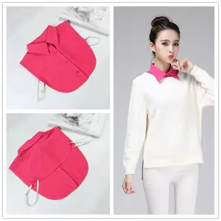 1Pcs Women Solid Color Shirt Cotton Lace Collars White & Black Blouse Spring Summer Vintage Detachable Clothes Shirt
