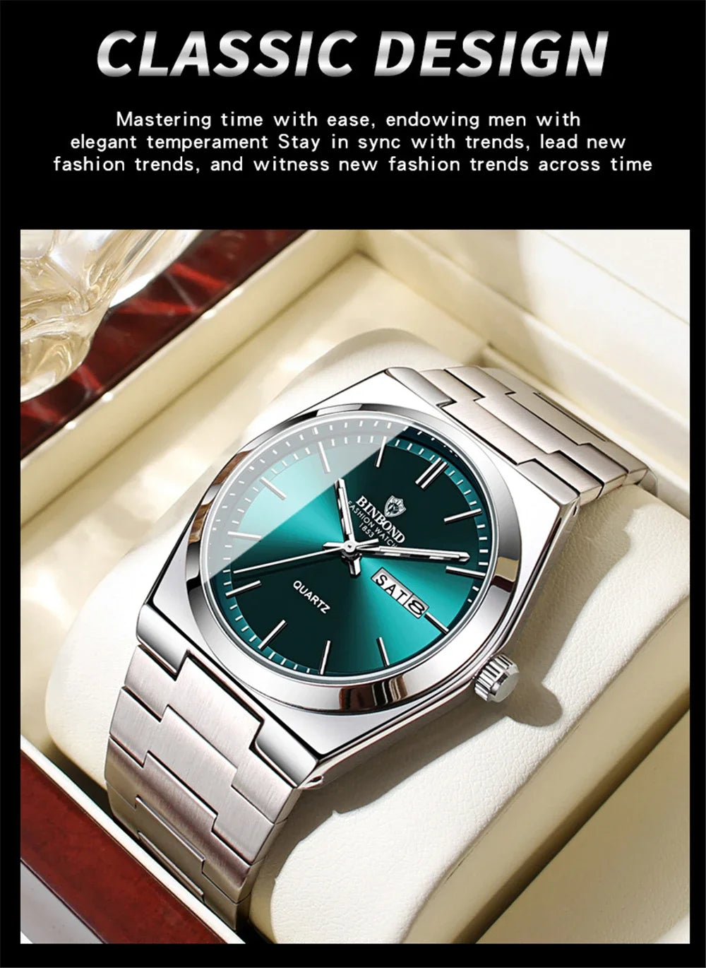 New Casual Business Fashion Quartz Wristwatches Movement Silver Clock Men Luxury Watch Automatic Watches Mens Gifts Reloj Hombre