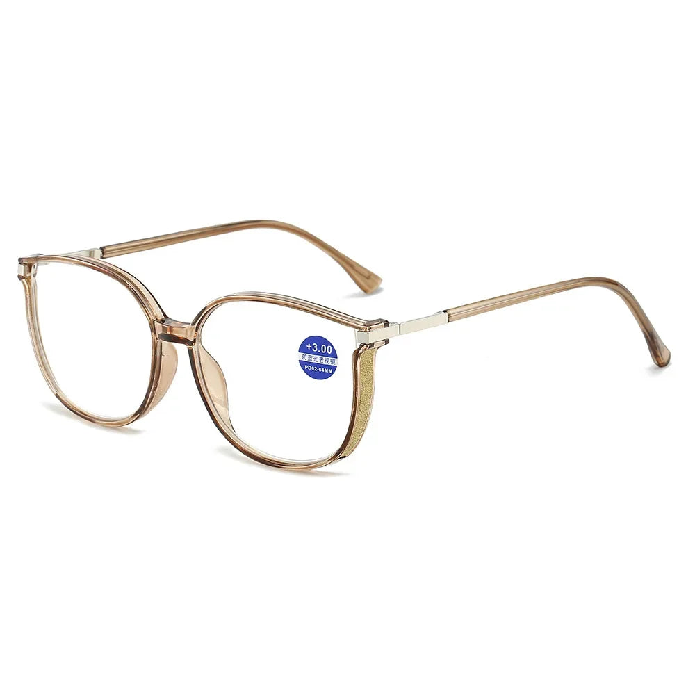KLASSNUM Women Trendy Large Reading Glasses With Glitter Frame  Magnifing Transparent Glasses Plus Eyewear +1.0+1.5+2.0+2.5+3.0