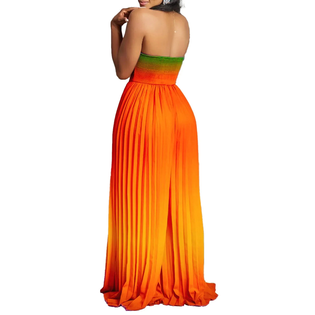 One Piece Women Jumpsuits Strapless Tie Dye Sleeveless Sexy Sling Wide Leg Long Pants Slim Pleated Overalls Backless Rompers