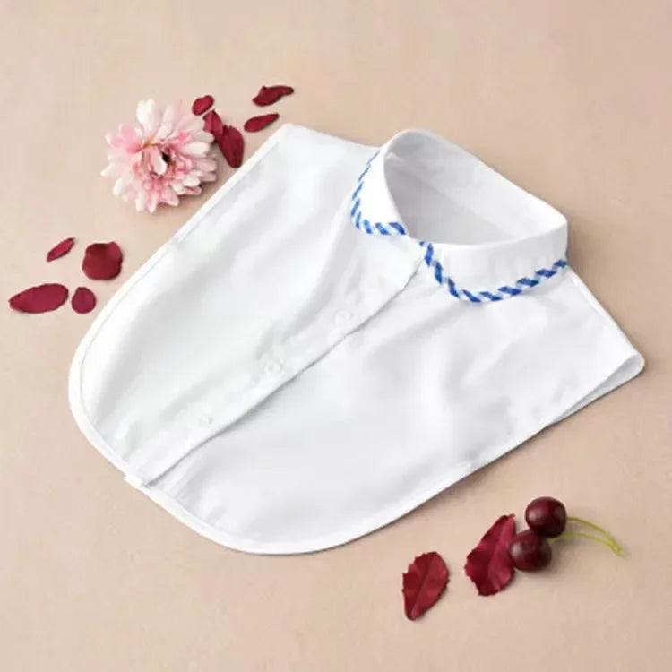 1Pcs Women Solid Color Shirt Cotton Lace Collars White & Black Blouse Spring Summer Vintage Detachable Clothes Shirt