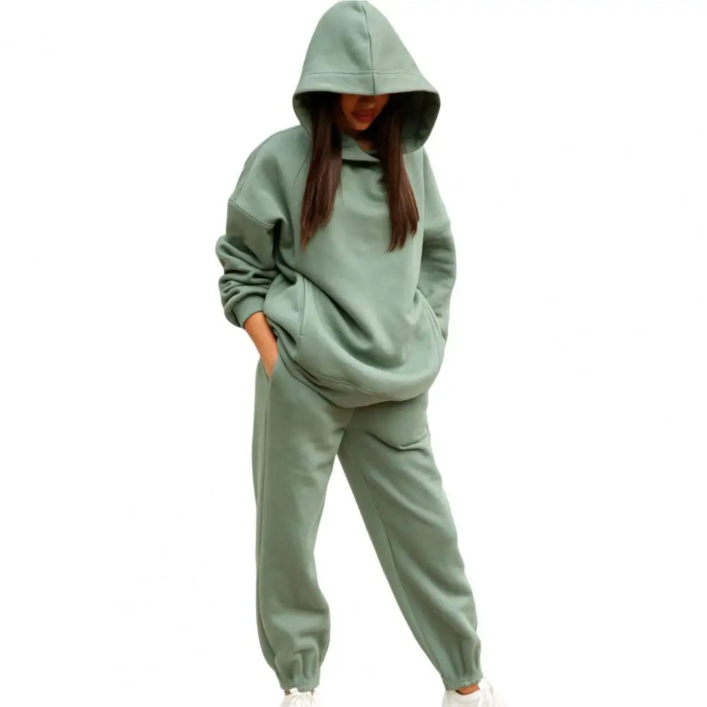 Women Two Piece Sets Tracksuit Hooded Sweatshirt Tops Sweatpants Pants Set Female Spring Autumn Long Sleeve Pullover Sports Set
