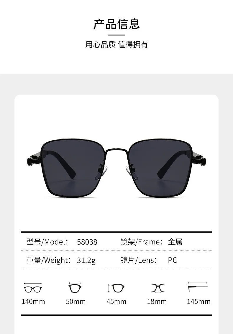 2025 High Quality Metal Punk Fashion Trendy Sunglasses for Men Outdoor Sunglasses Men Driving Anti UV lunettes de soleil homme