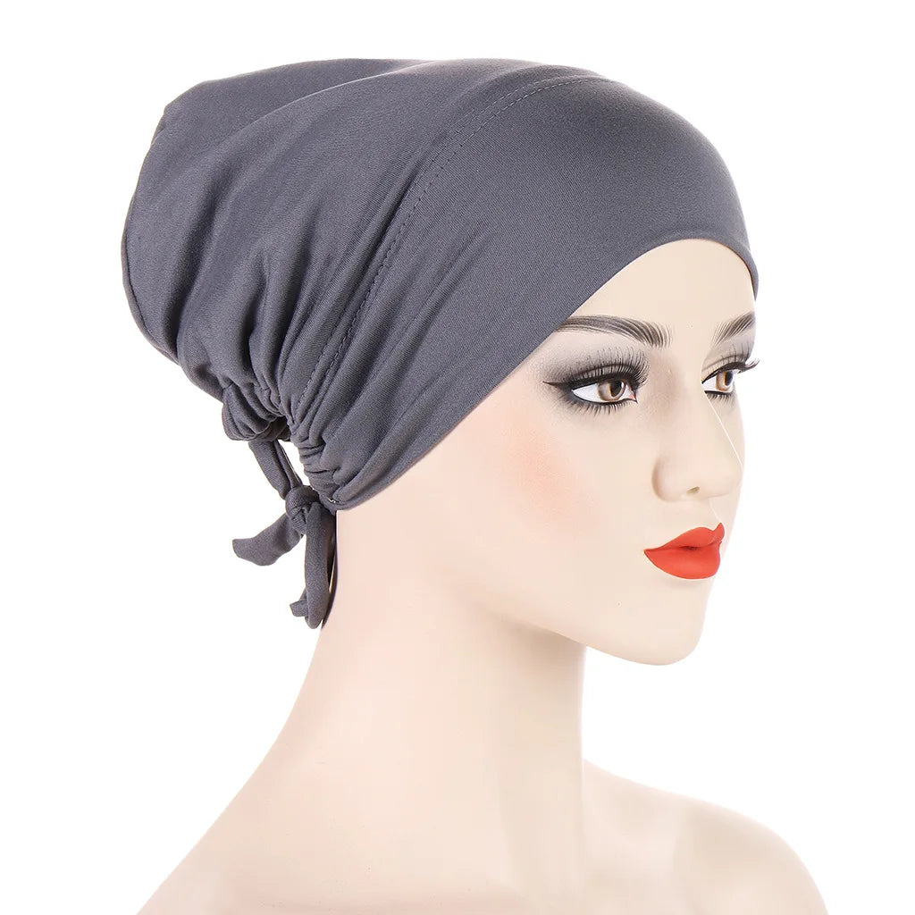 Double Layer Satin Hijab Cap for Women, Islam Undercap with Tie Bonnet, Instant Hijabs, Turkish Scarves, Muslim Turban, Bandana
