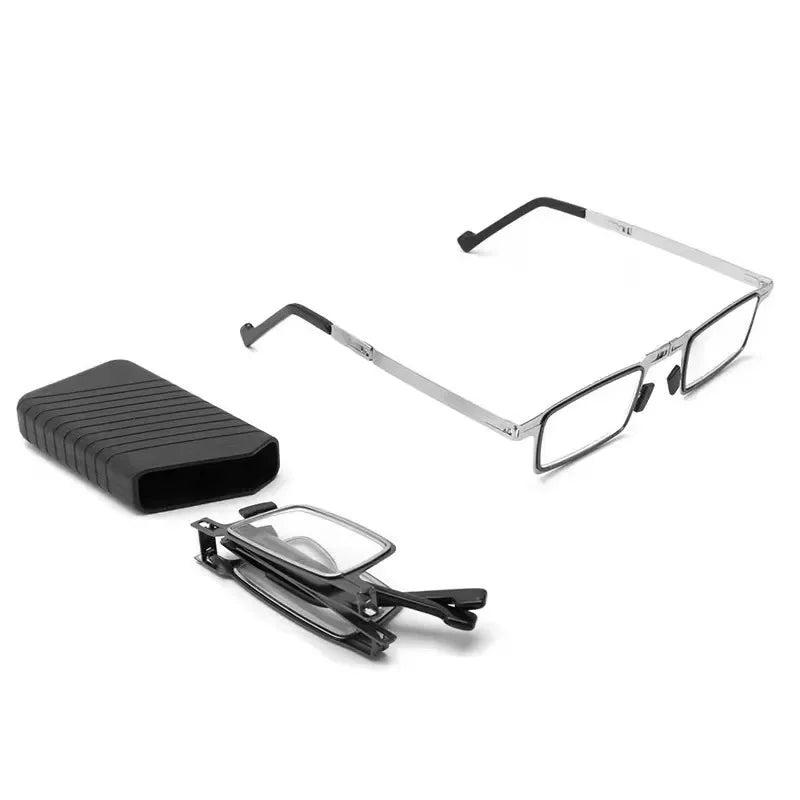 Metal Folding Reading Glasses with Case Men Women Portable Presbyopia Eyewear Round Square Blue Light Blocking Computer Glasses