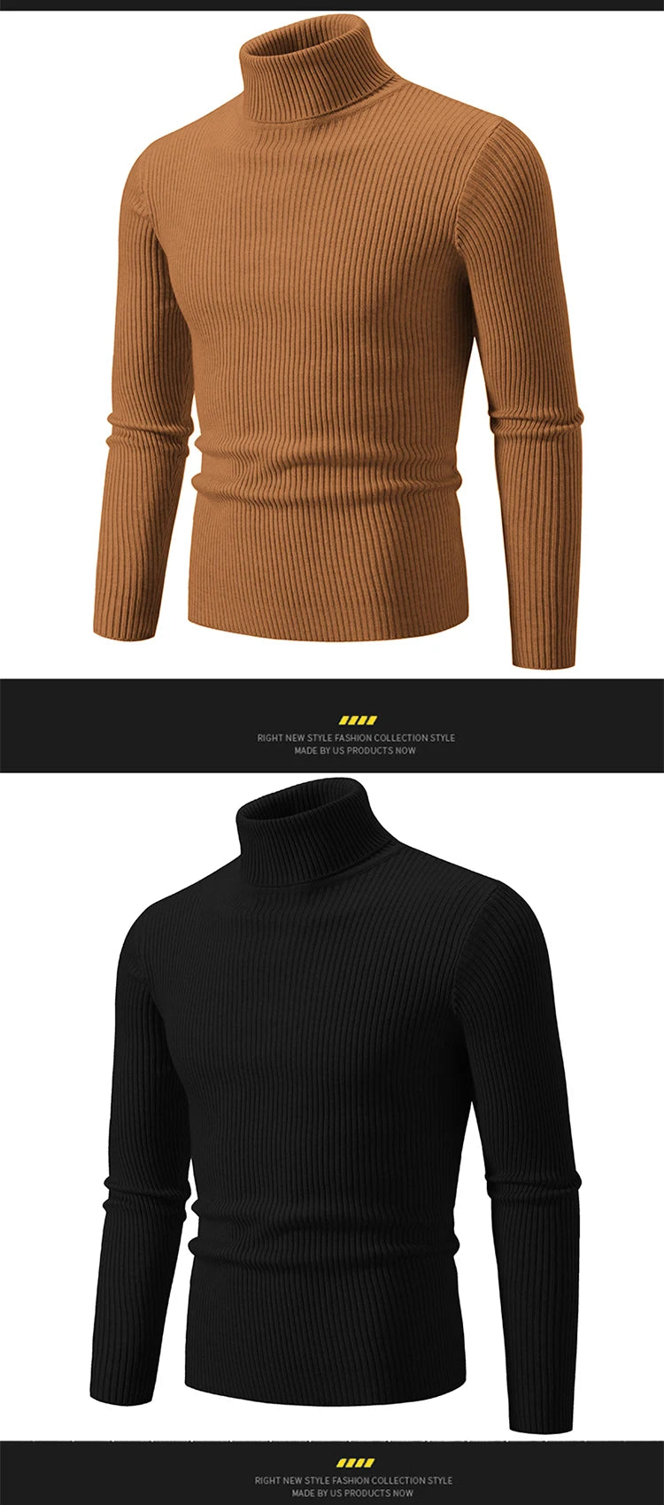 Spring Autumn New Men's High Neck Sweater Solid Color Pullover Knitted Tight Warm Top Casual Turtleneck Versatile Inner Matching
