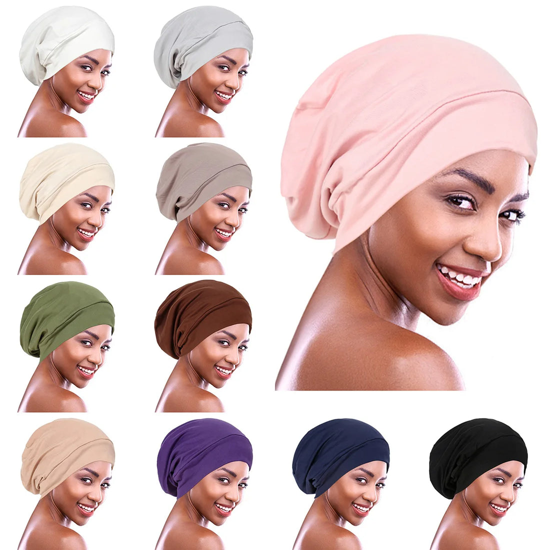 Indian Women Turban Satin Sleeping Cap Inner Hijab Hat Beanie Bonnet Muslim Bandana Hair Loss Headscarf Head Wrap Turbante Mujer