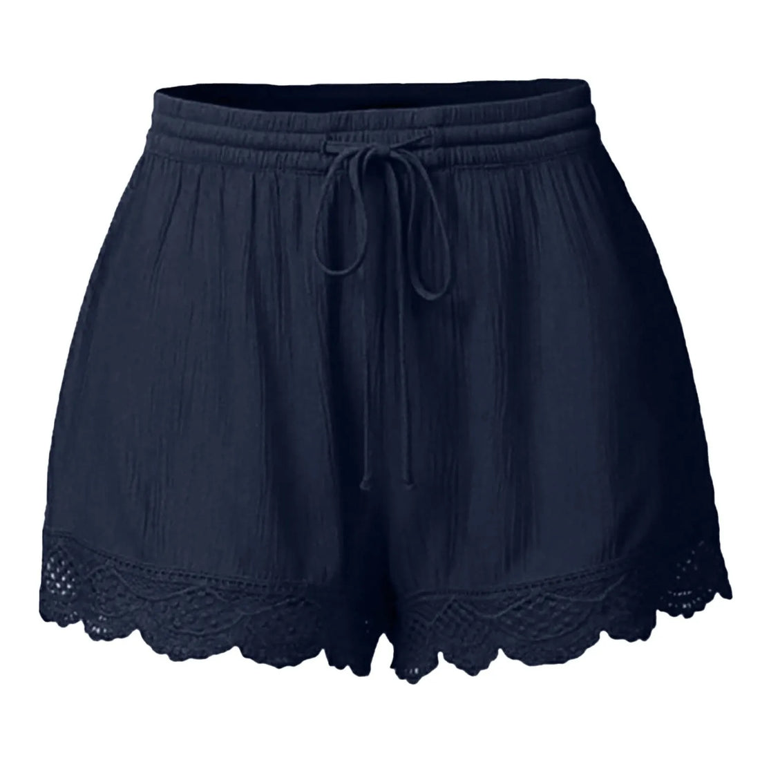 Ladies’ Casual And Versatile Solid Color Patchwork Lace Drawstring Shorts Basics Comfortable High Quality Plus Size Summer Pants