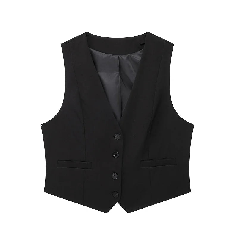 TRAF Top Women Summer 2024 Tank&Camis Vest Tops Ladies Fashion Casual Elegant Sleeveless White Black Blue Khaki Tank Tops
