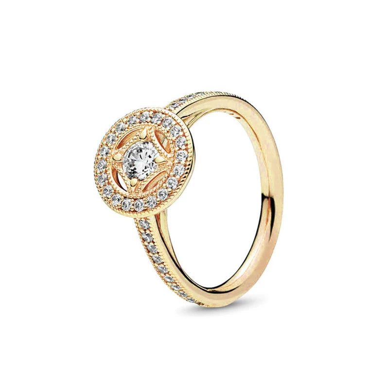 New 925 Silver Rings 18K Gold Plated Water Drop Shaped Square Heart Zircon Ring For Women Original Silver 925 Ring Jewelry Gift