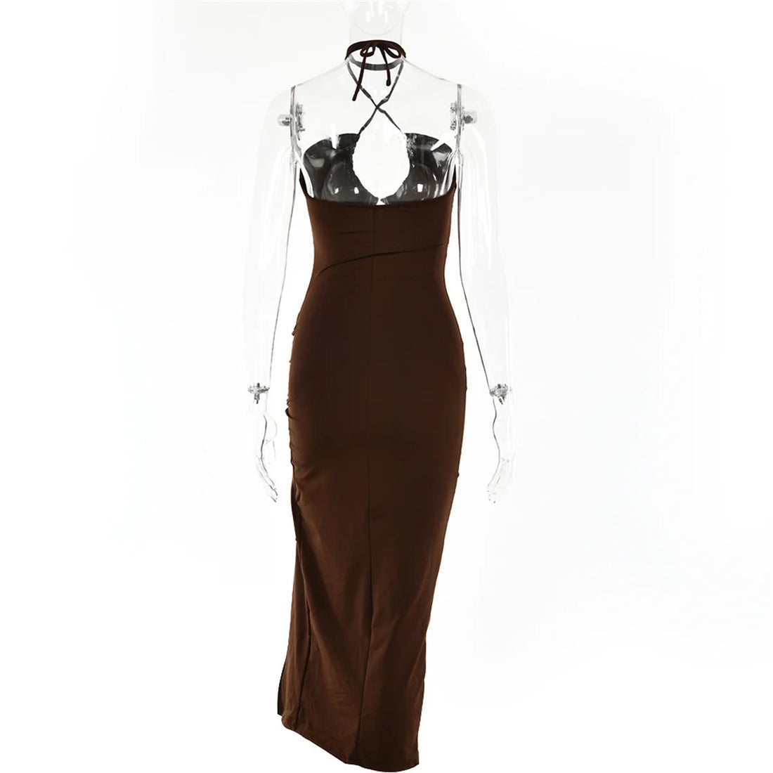 2025 Sexy Sleeveless Backless Dresses Women Summer Lace Up Halter Dress Pleated Split Party Vestidos Bodycon Night Club Clothes
