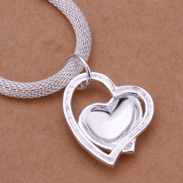 DOTEFFIL 925 Sterling Silver Gorgeous Charm Fashion Charm Heart Wedding Lady Love Necklace Noble Luxury 18 Inches Silver Jewelry