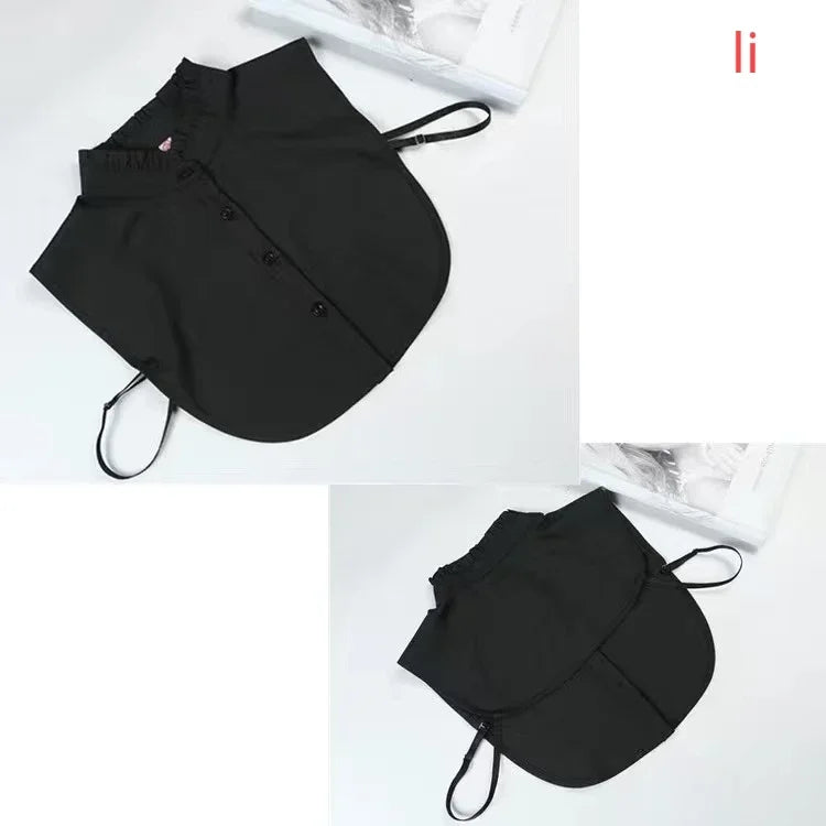1Pcs Women Solid Color Shirt Cotton Lace Collars White & Black Blouse Spring Summer Vintage Detachable Clothes Shirt