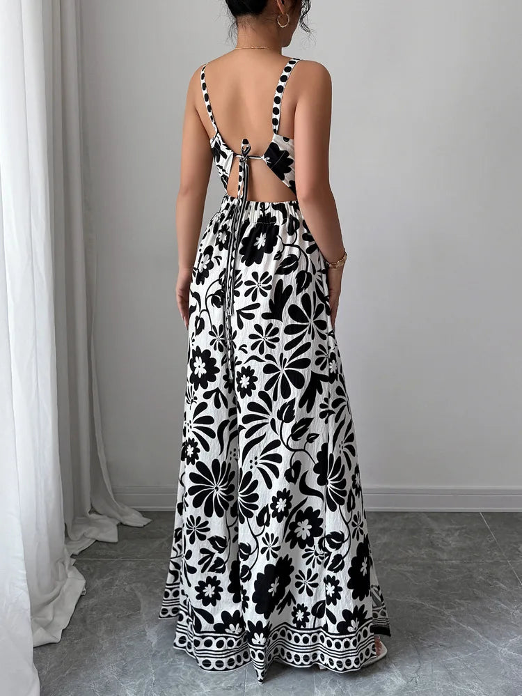 Jumpsuits Sleeveless Women V Neck Print Rompers Wide Leg Length Pants Jumpsuit Sexy High Waist Slight Strech Loose One Piece